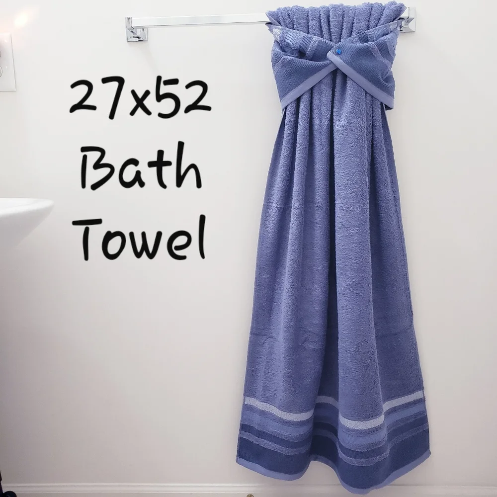 #0972-B New! Blue Hang'N'Snap Bath Towel 27x52 🤍BLUE JEWEL Snap